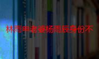 林雨申老婆杨雨辰身份不简单 林雨申个人资料详情介绍